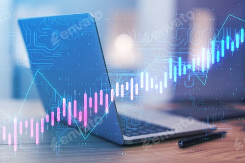 Preview: Algorithmic Trading Technology Concept With Digital Growing Stock Market Chart Graph With