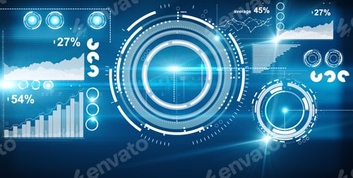 Futuristic Technology and Data Visualization on Dark Blue