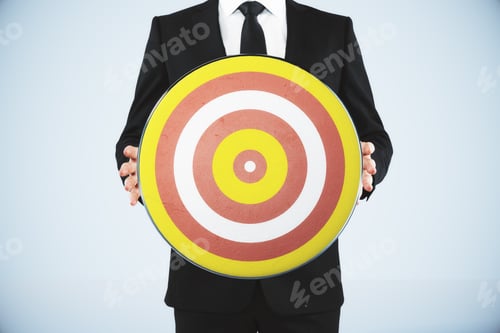 Preview: Bull'S-Eye Concept With Businessman Holds A Dart