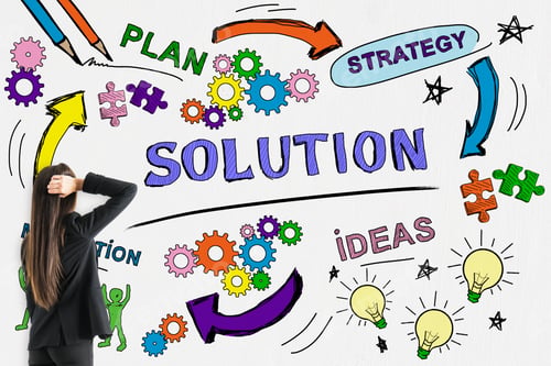 Preview: Success, Solution And Marketing Concept With Pensive Woman Looking At The Wall With Business Sketch