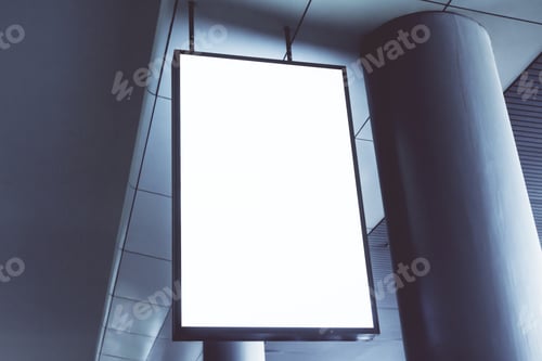 Preview: Empty White Metro Station Poster. Advertisement Concept. Mock Up