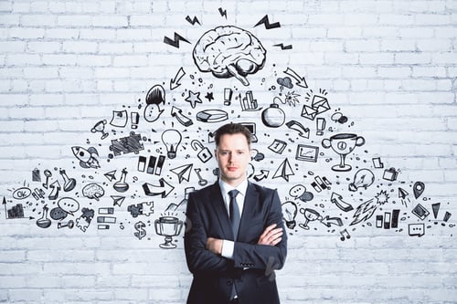 Preview: Leadership And Finance Concept. Abstract Image Of Businessman With Creative Business Sketch