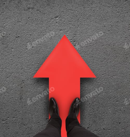Preview: Pair Of Leg Standing On Red Arrow