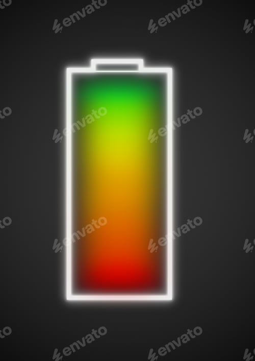 Preview: Abstract Full Battery Icon On Dark Background. Energy Concept