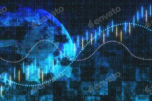 Preview: Business Trading Concept With Digital Screen With Forex Graphs And World Map. 3D Rendering