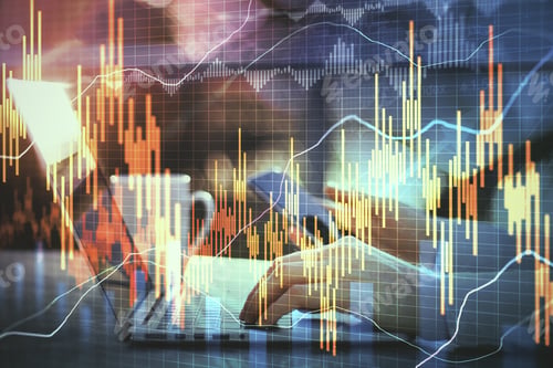 Preview: Side View And Close Up Of Hands Using Laptop And Smartphone With Forex Chart. Analytics And Invest