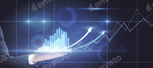 Preview: Forex Market Concept With Buisnessman Hand Carries Digital Tablet Screen And Virtual Financial