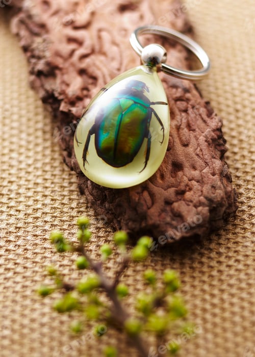 Preview: Products Made Of Artificial Amber, Insect Keychain