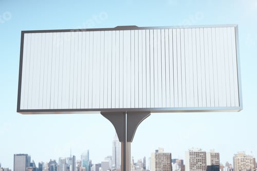 Visualização: Grande cartaz em branco no fundo da cidade, maquete