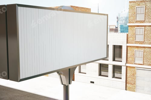 Preview: Big Blank Billboard On The Background Of The Buildings, Mock Up