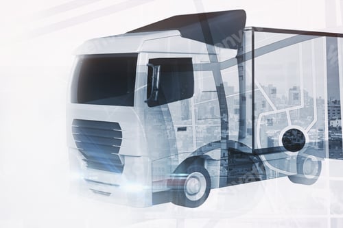 Preview: Big Truck On Abstract City Background. Transportration Concept