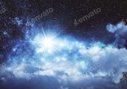 Preview: Beautiful Starry Night Sky With Abstract Light. Creativity Concept