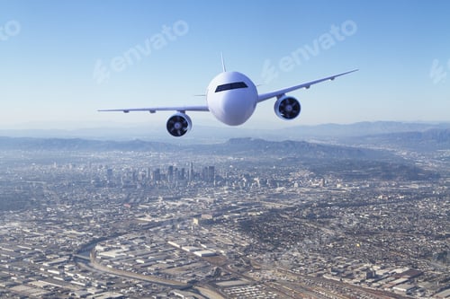 Preview: Airplane Flying Over The City