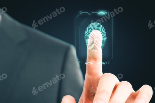 Preview: Hand With Finger Print Scan. Access, Technology And Id Concept