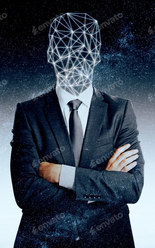 Preview: Abstract Man With Polygonal Head On Space Background
