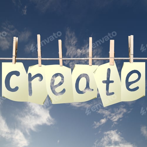 Preview: Paper Cards With Create Hanging On Rope