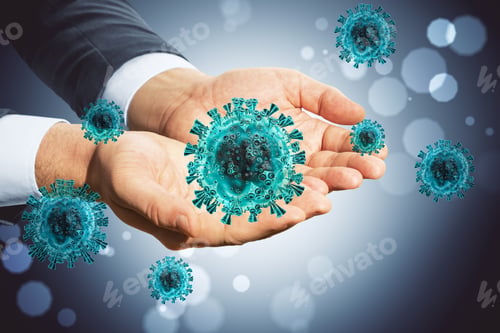 Preview: Virus 2019-Ncov Infected Hands Of A Businessman. Coronavirus Crisis And Search Concept.