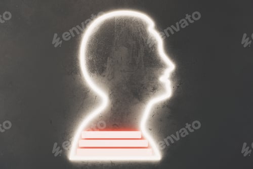 Preview: Man Silhouette On Grey Concrete Wall And Books