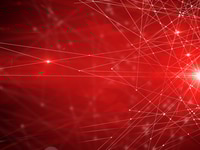 Preview: Abstract Connected Dots On Bright Red Background. Technology Concept