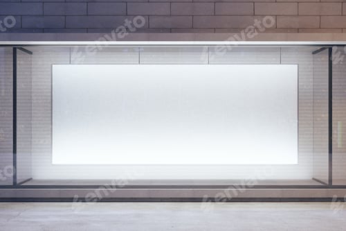 Preview: Blank Billboard In Showcase On Evening Street, Mock Up