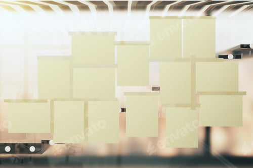 Preview: Blank Papers On The Glass Window In A Modern Office