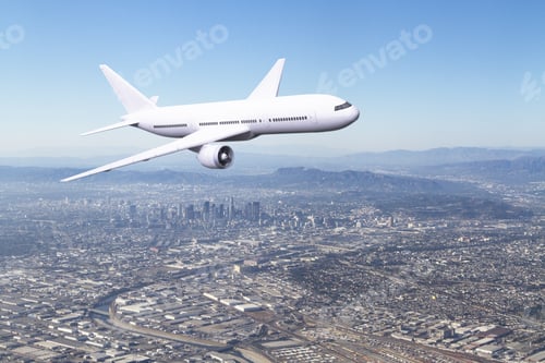 Preview: Airplane Flying Over The City