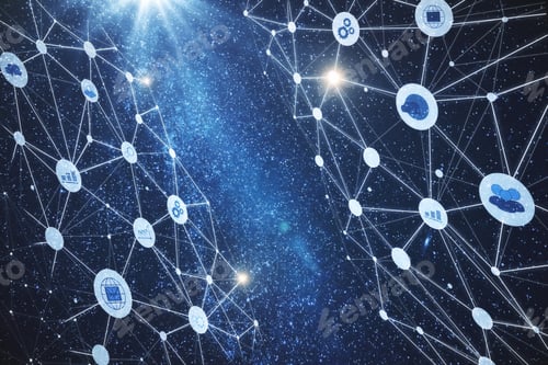 Preview: Abstract Starry Sky Space Background With Digital Polygonal Business Interface. Future And