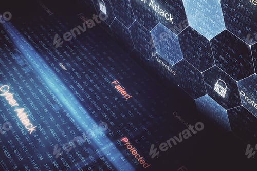 Preview: Abstract Interface. Safety And Criminal Concept. Double Exposure. 3D Rendering