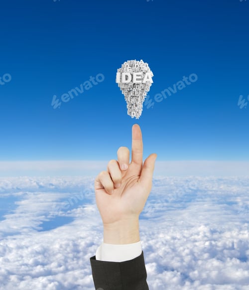 Preview: Hand Pointing To Lamp In Sky