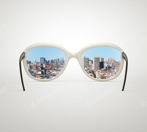 Preview: Glasses Looking To Modern Skyscrapers