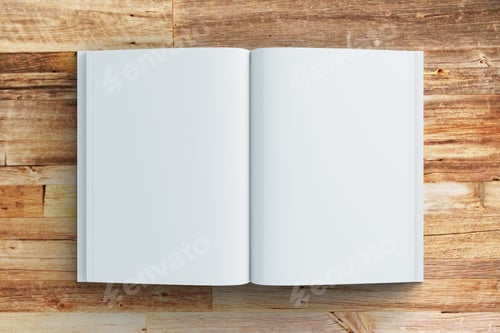 Preview: Blank Pages Of Diary On Wooden Table, Mock Up