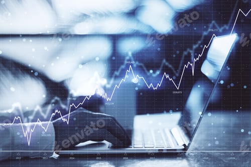Preview: Finance And Trade Concept. Side View Of Businessman Hand Using Laptop And Smartphone With Forex