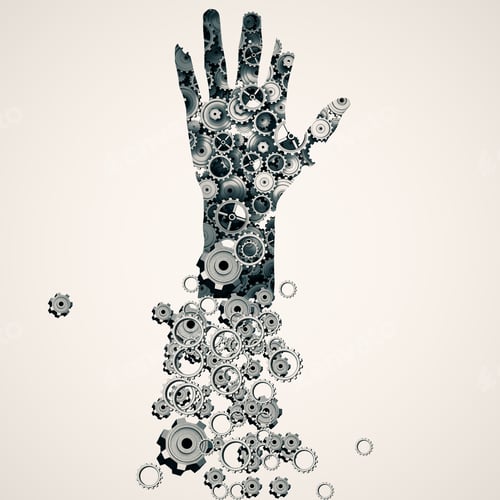 Preview: Abstract Silver Cogwheel Hand On Light Background