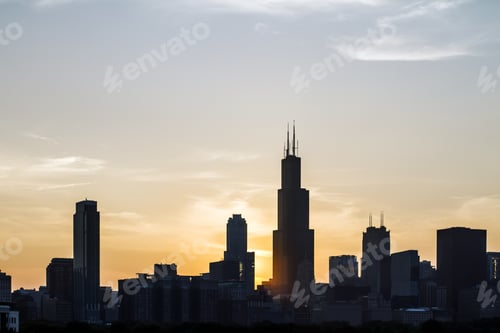 Preview: Beautiful Chicago Skyline At Sunset