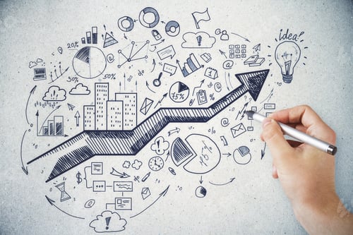 Preview: Leadership And Plan Concept. Male Hand Drawing Creative Business Sketch