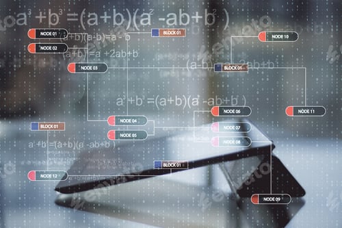 Preview: Tablet With Digital Big Data Interface. Technology, Programming And Software Concept. Double