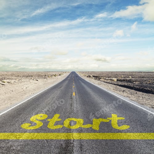 Preview: Road With Yellow Arrow And Start Sign