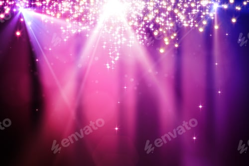 Preview: Abstract Sparkling Pink Backdrop With Blurry Bokeh Dots And Spotlight. Celebration, Holiday
