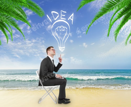 Preview: Businessman Have A Idea On The Beach