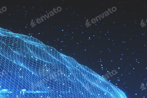 Preview: Abstract Connected Dots And Digital Wave. Technology Concept. 3D Rendering