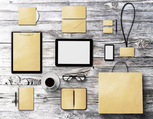 Preview: Paper Template For Branding Identity On A Vintage Wooden Surface