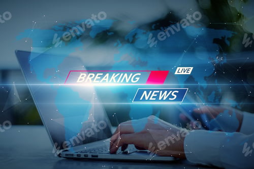 Preview: Close Up Of Businessman Hand Using Laptop And Cellphone With Polygonal Network And Map On Blurry