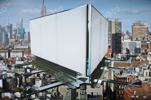 Preview: Blank White Billboards At City Background