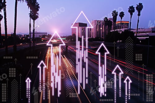 Preview: Neon Pink Light Bars Headed Up With An Evening City Highway In The Background, Improvement And