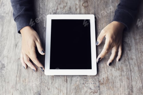 Preview: Girl With Blank Digital Tablet