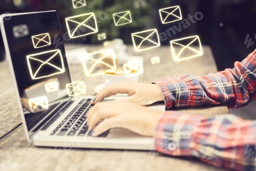 Preview: Email Concept With Laptop Ang Girl Hands