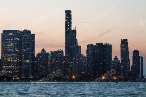 Preview: Beautiful Chicago Skyscrapers At Evening