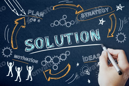 Preview: Success, Plan And Marketing Concept. Creative Hand Drawn Business Sketch On Chalkboard Background
