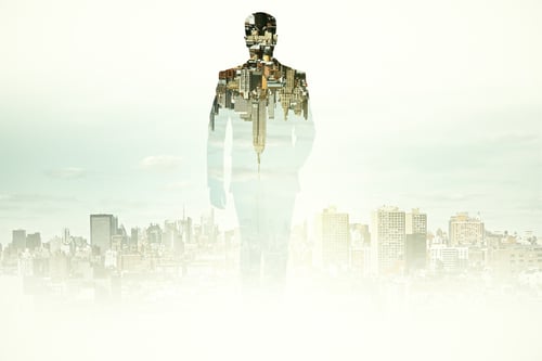 Preview: Double Exposure With Running Man And Skyline