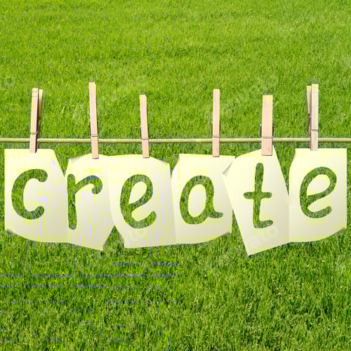 Preview: Paper Cards With Create Hanging On Rope